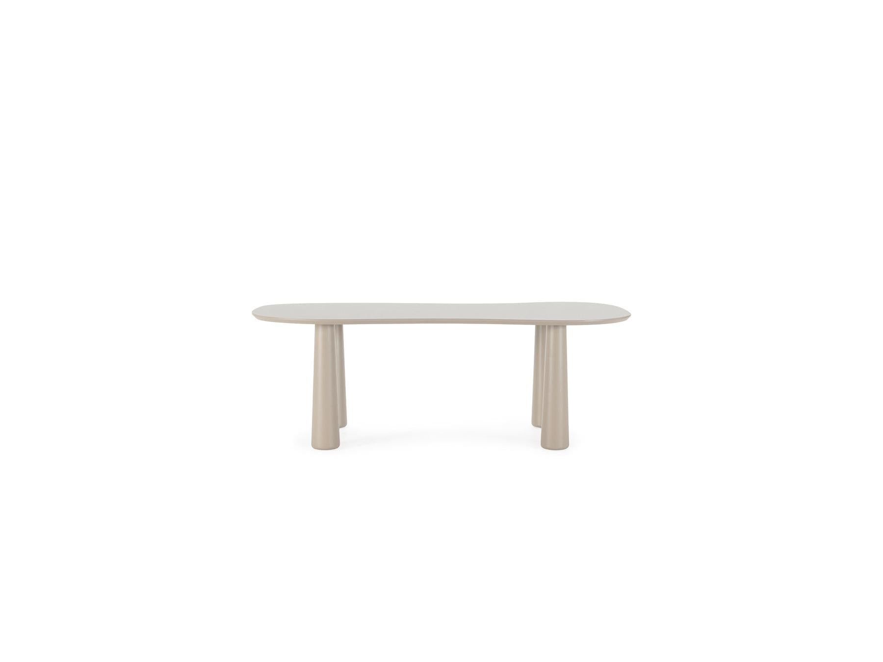 Sasha - Conjunto - Con mesa de comedor ovalada beige + sillas Mila de tejido texturizado - Lote de 4 sillas