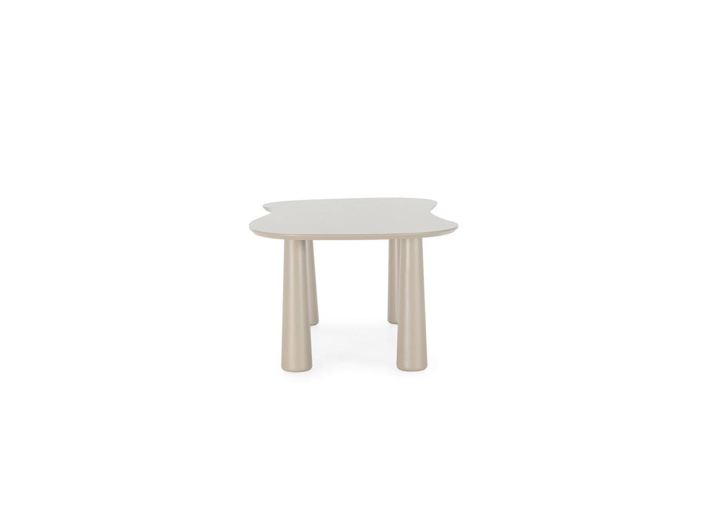 Sasha - Conjunto - Con mesa de comedor ovalada beige + sillas Mila de tejido texturizado - Lote de 4 sillas