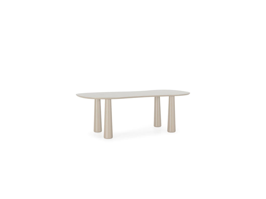Sasha - Conjunto - Con mesa de comedor ovalada beige + sillas Mila de tejido texturizado - Lote de 4 sillas