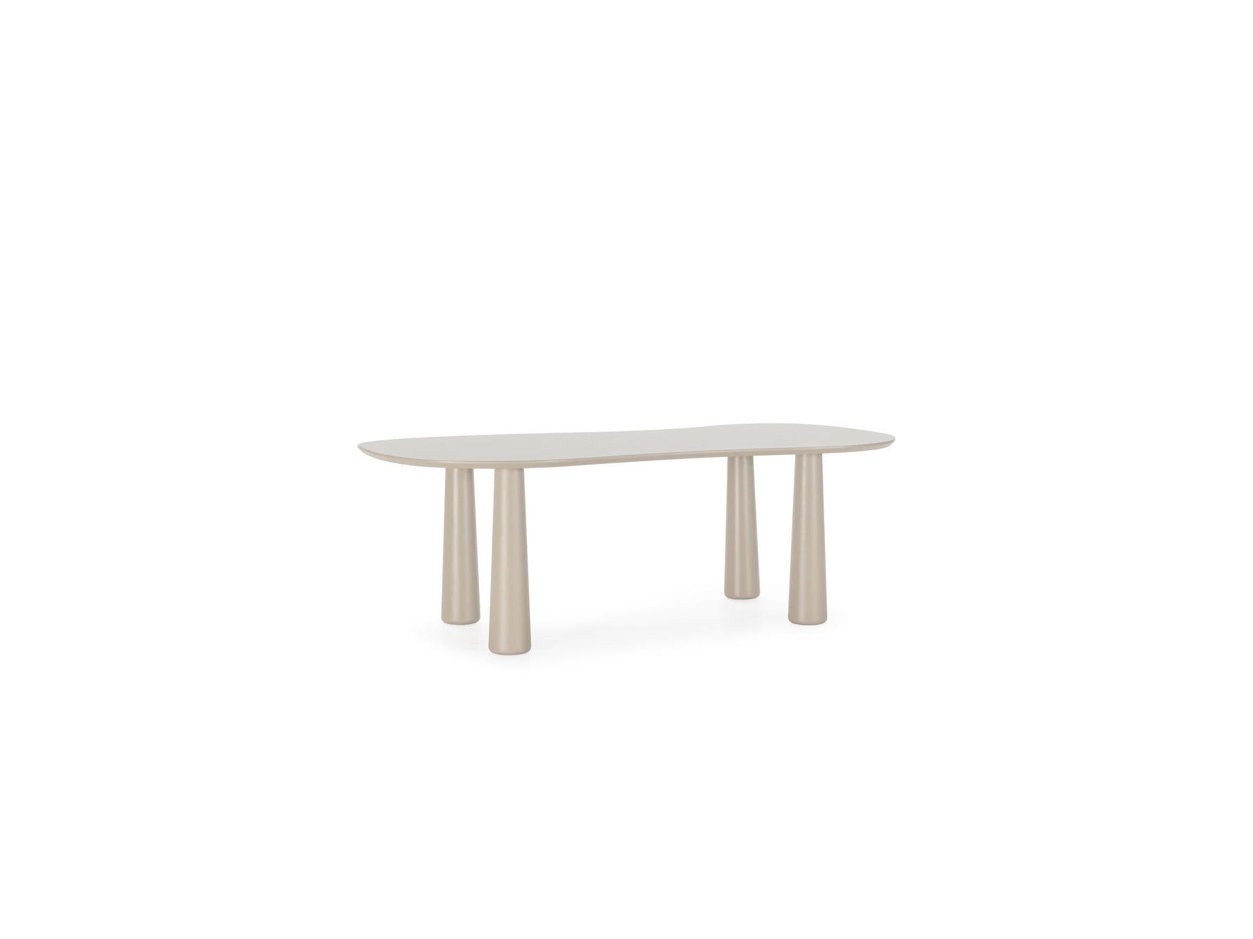 Sasha - Conjunto - Con mesa de comedor ovalada beige + sillas Mila de tejido texturizado - Lote de 4 sillas