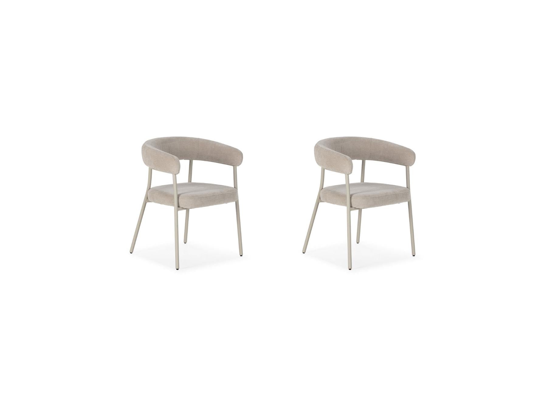 Rosa - Lot De 2 Chaises - Tissu Velours Beige