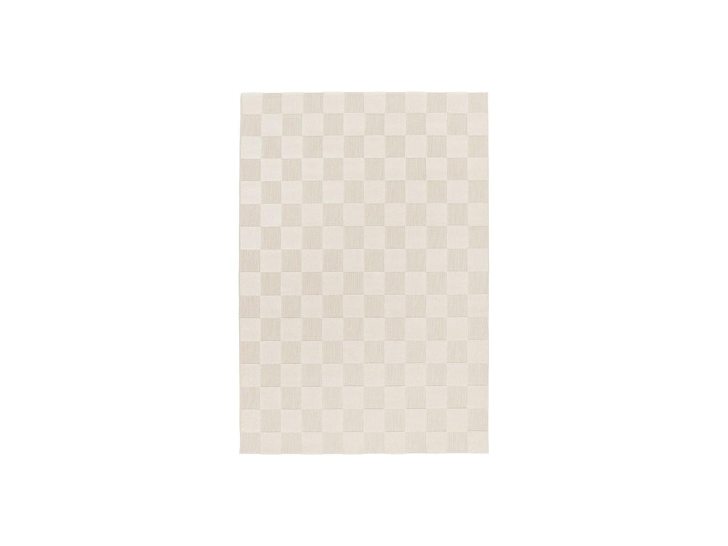 Gabrielle - Tapis Poils Ras - Motif Damier - Blanc