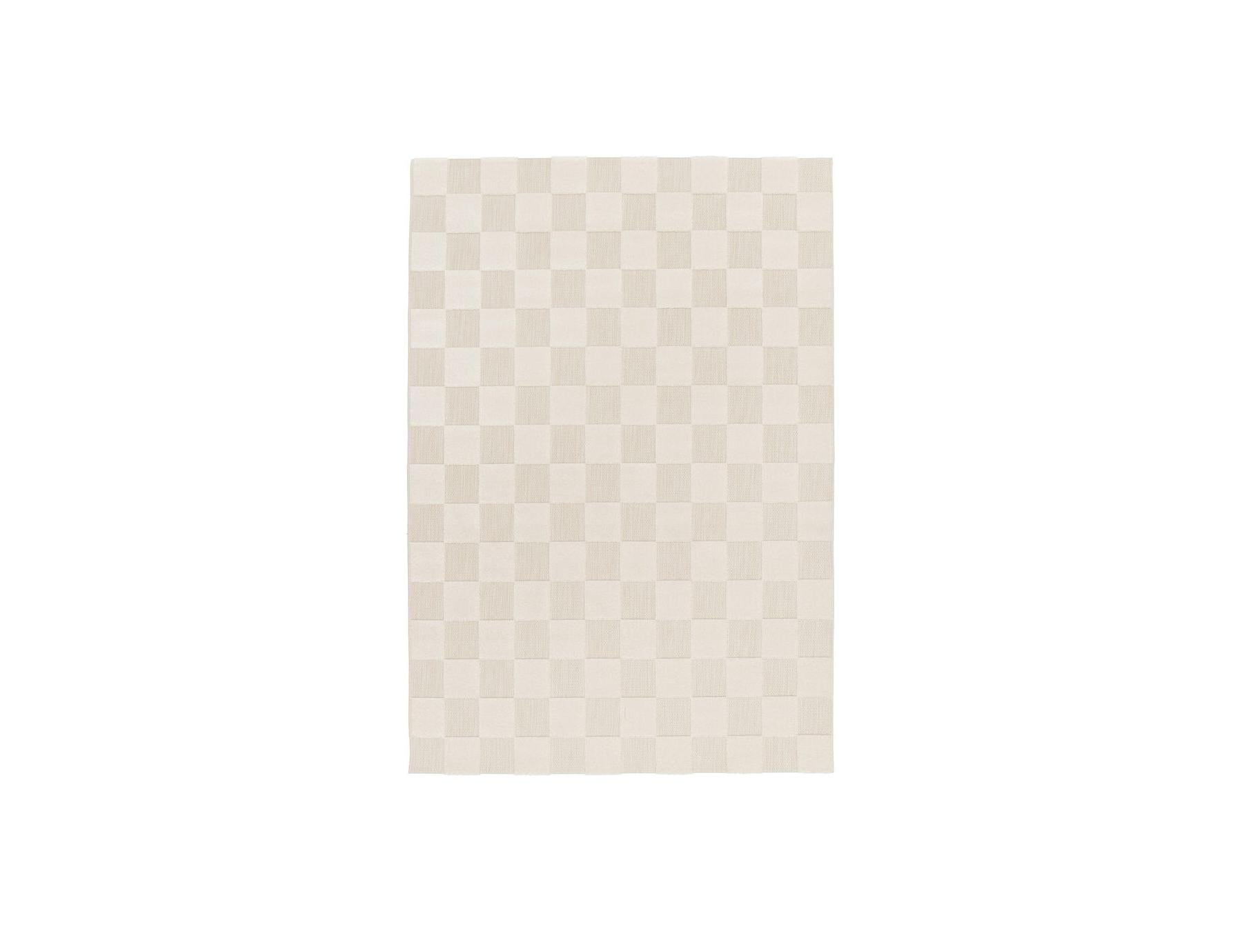 Gabrielle - Tapis Poils Ras - Motif Damier - Blanc