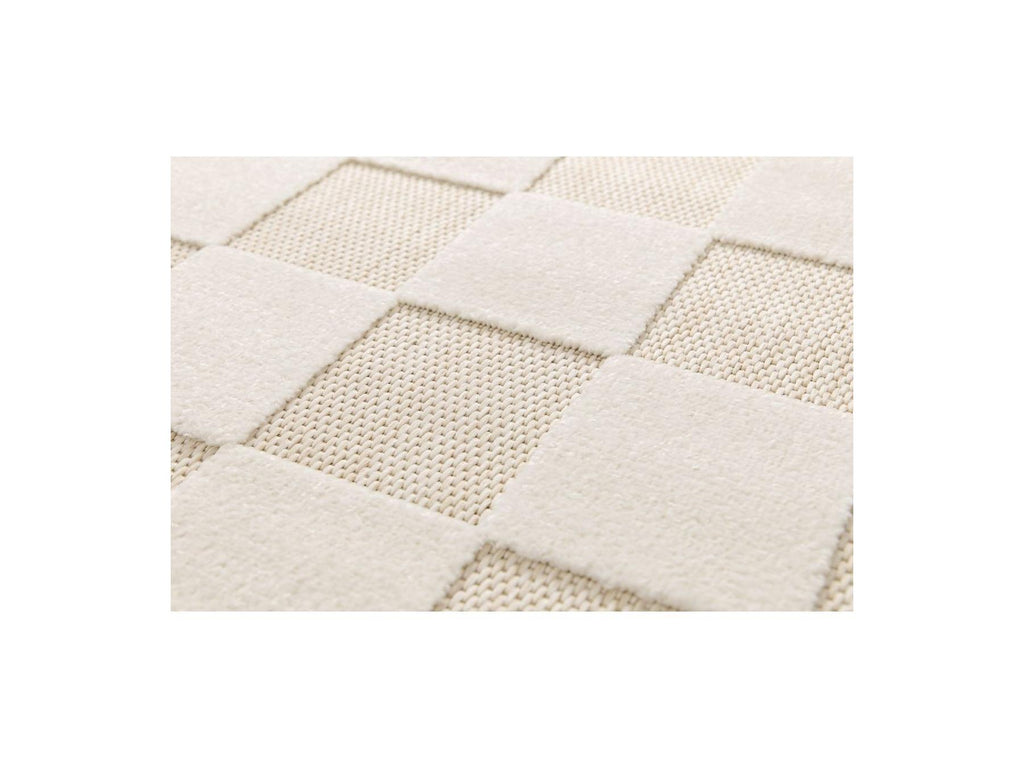 Gabrielle - Tapis Poils Ras - Motif Damier - Blanc