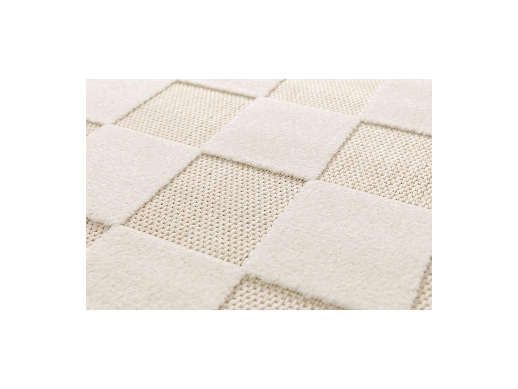 Gabrielle - Tapis Poils Ras - Motif Damier - Blanc