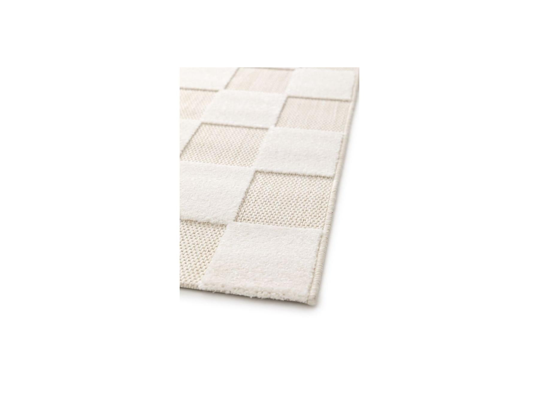 Gabrielle - Tapis Poils Ras - Motif Damier - Blanc