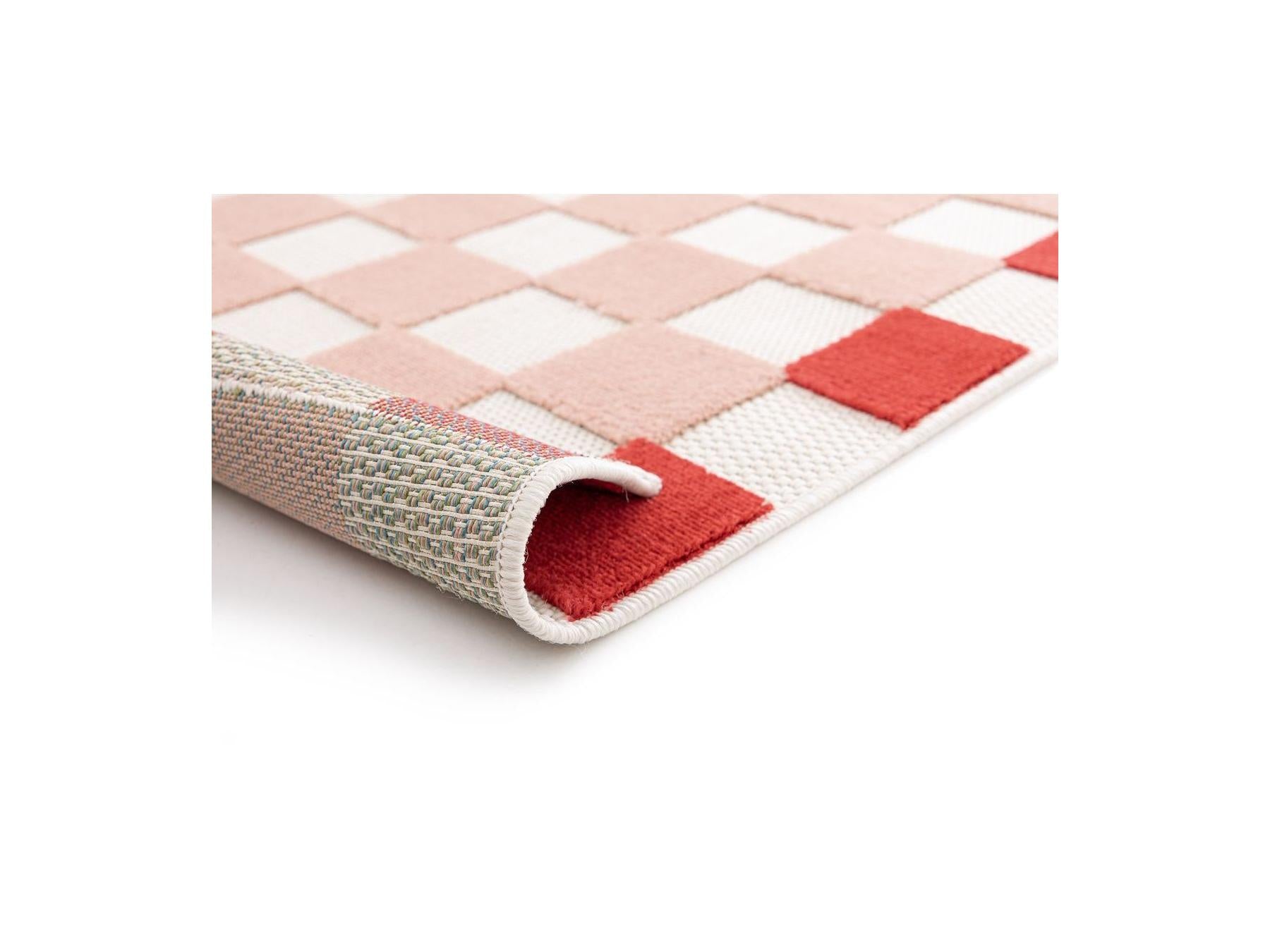 Myrlie - Alfombra de pelo corto Myrlie con motivo de cuadros - Rosa
