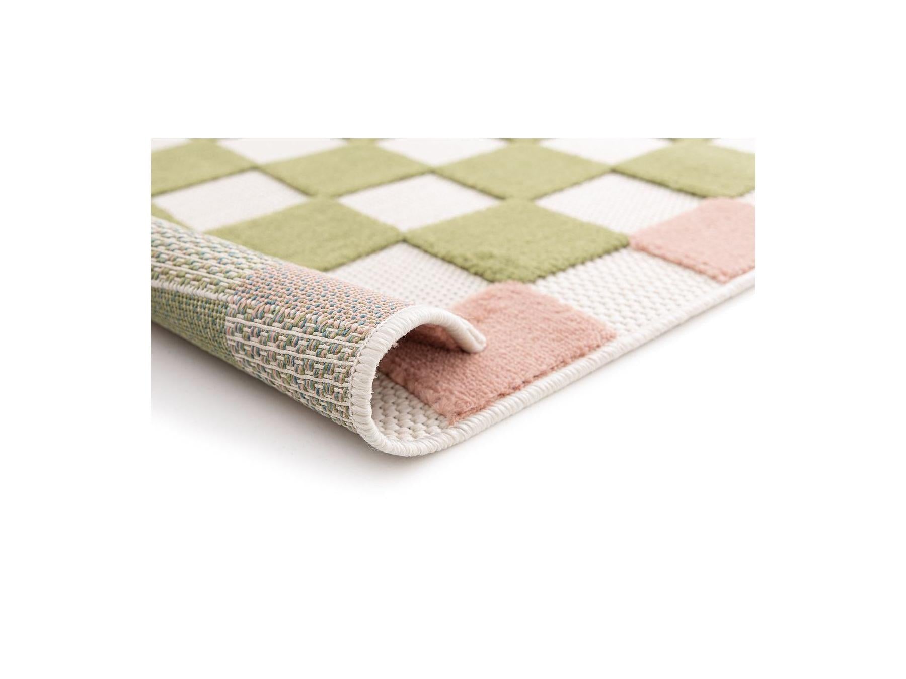 Myrlie - Low-Pile Rug - Checkerboard Pattern - Green