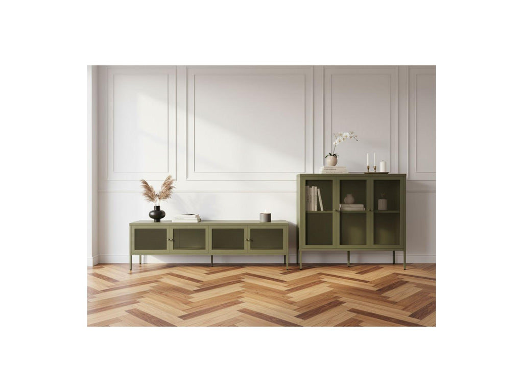 Clara - Meuble Tv 4 Portes 160 Cm Métal + Buffet 3 Portes 120 Cm Métal Édition Limitée