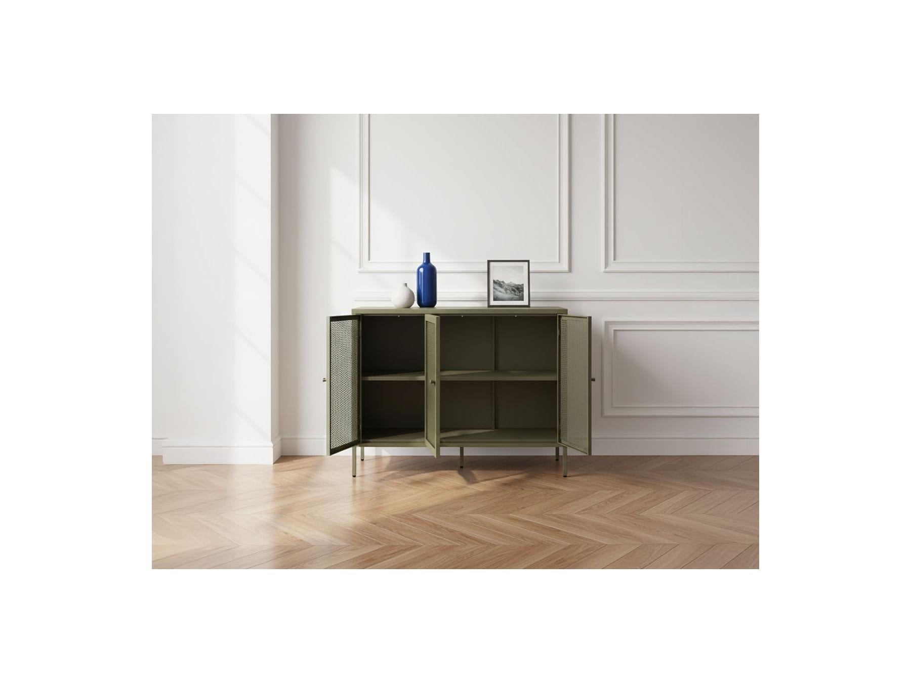 Clara - Meuble Tv 4 Portes 160 Cm Métal + Buffet 3 Portes 120 Cm Métal Édition Limitée