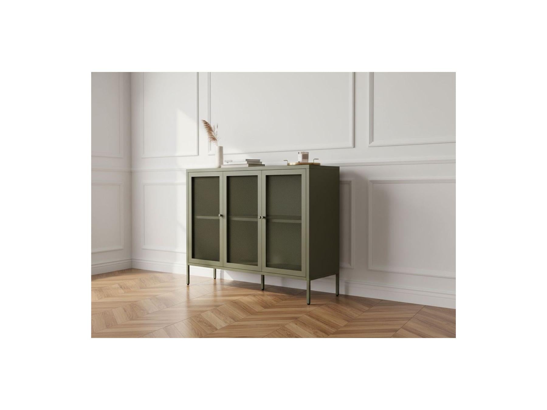 Clara - Meuble Tv 4 Portes 160 Cm Métal + Buffet 3 Portes 120 Cm Métal Édition Limitée
