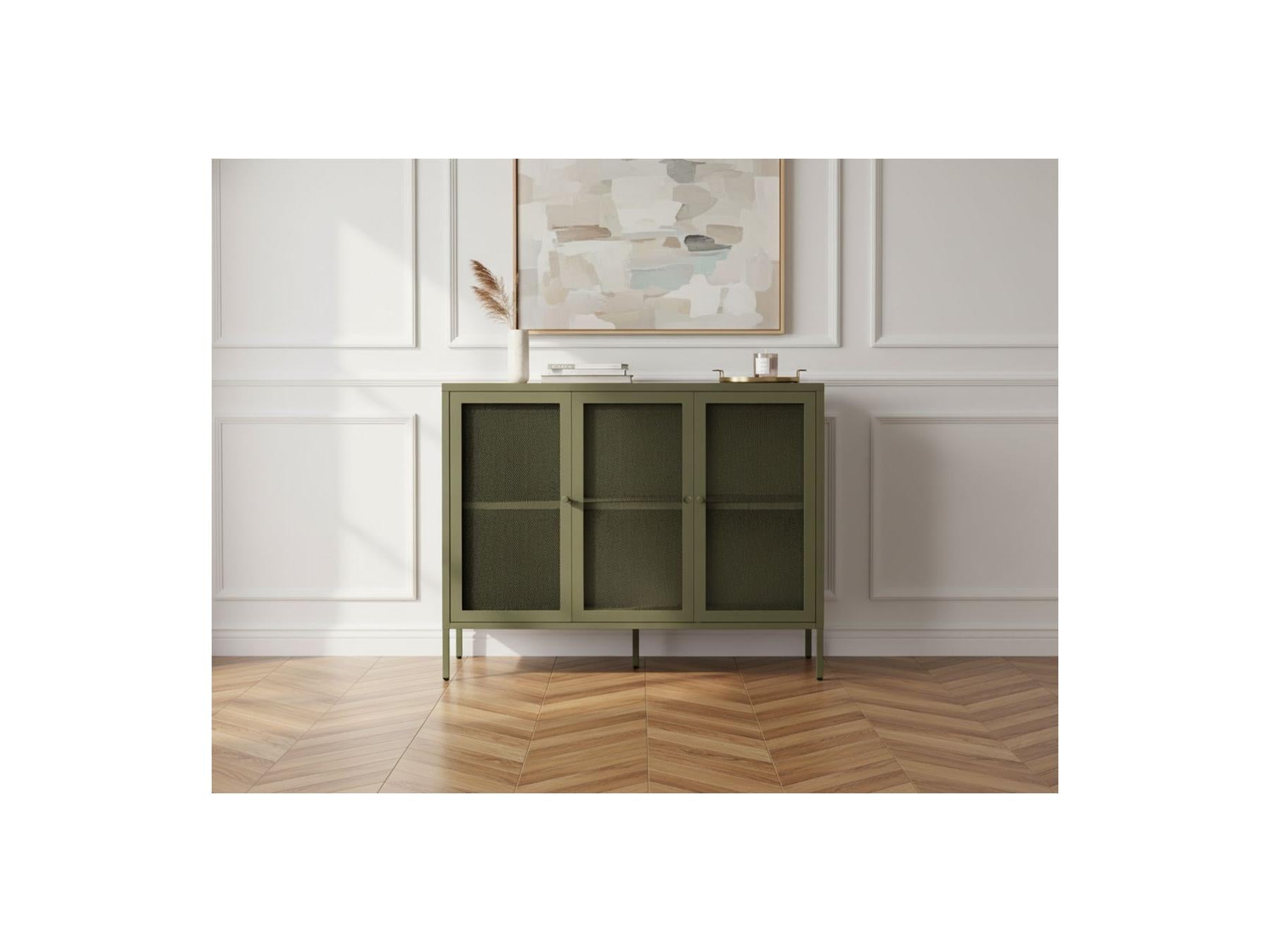 Clara - Meuble Tv 4 Portes 160 Cm Métal + Buffet 3 Portes 120 Cm Métal Édition Limitée
