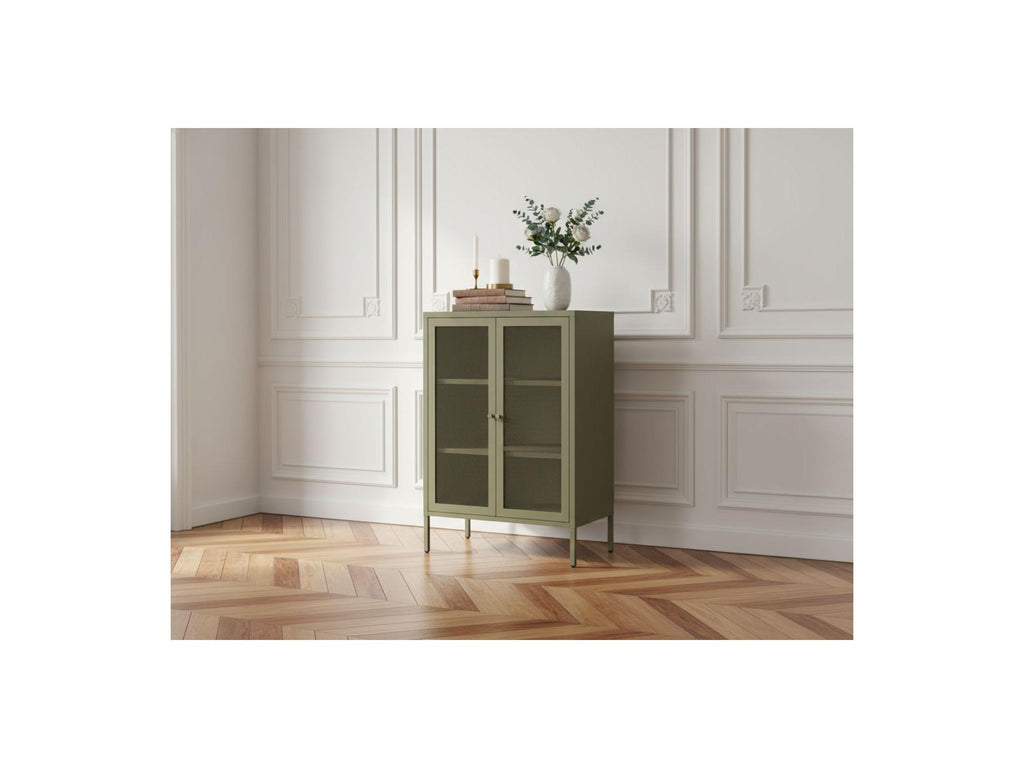 Clara - Meuble Tv 4 Portes 160 Cm Métal + Buffet Haut 2 Portes 70 Cm Métal + Table Basse 100 Cm Métal Édition Limitée