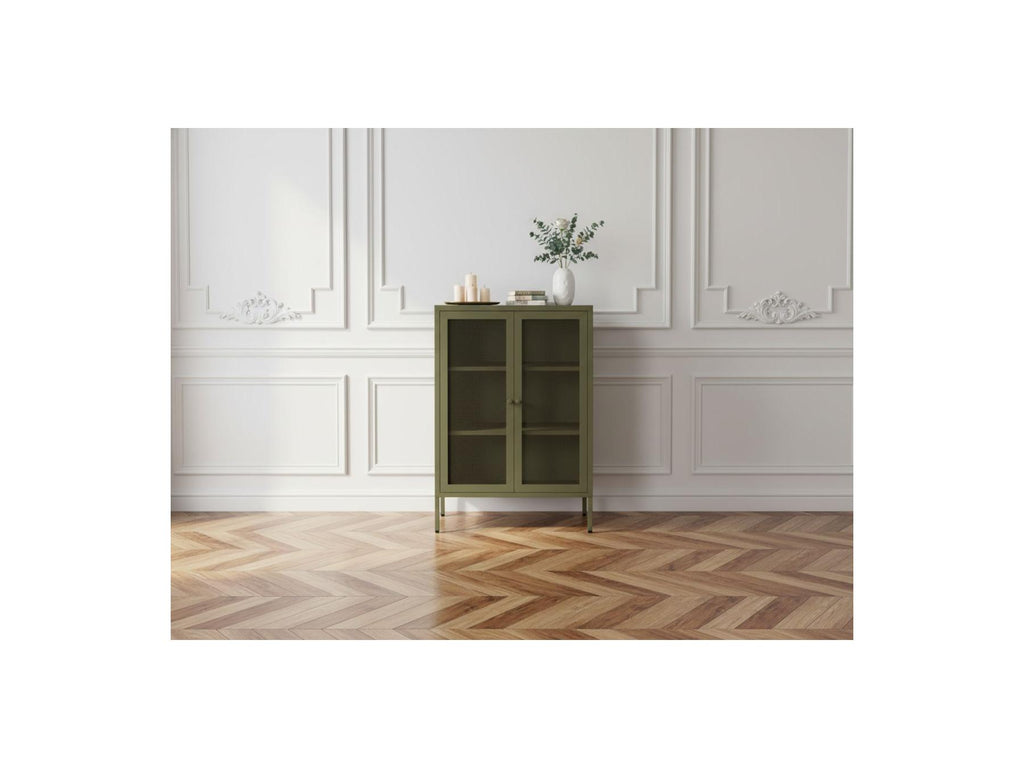 Clara - Meuble Tv 4 Portes 160 Cm Métal + Buffet Haut 2 Portes 70 Cm Métal + Table Basse 100 Cm Métal Édition Limitée