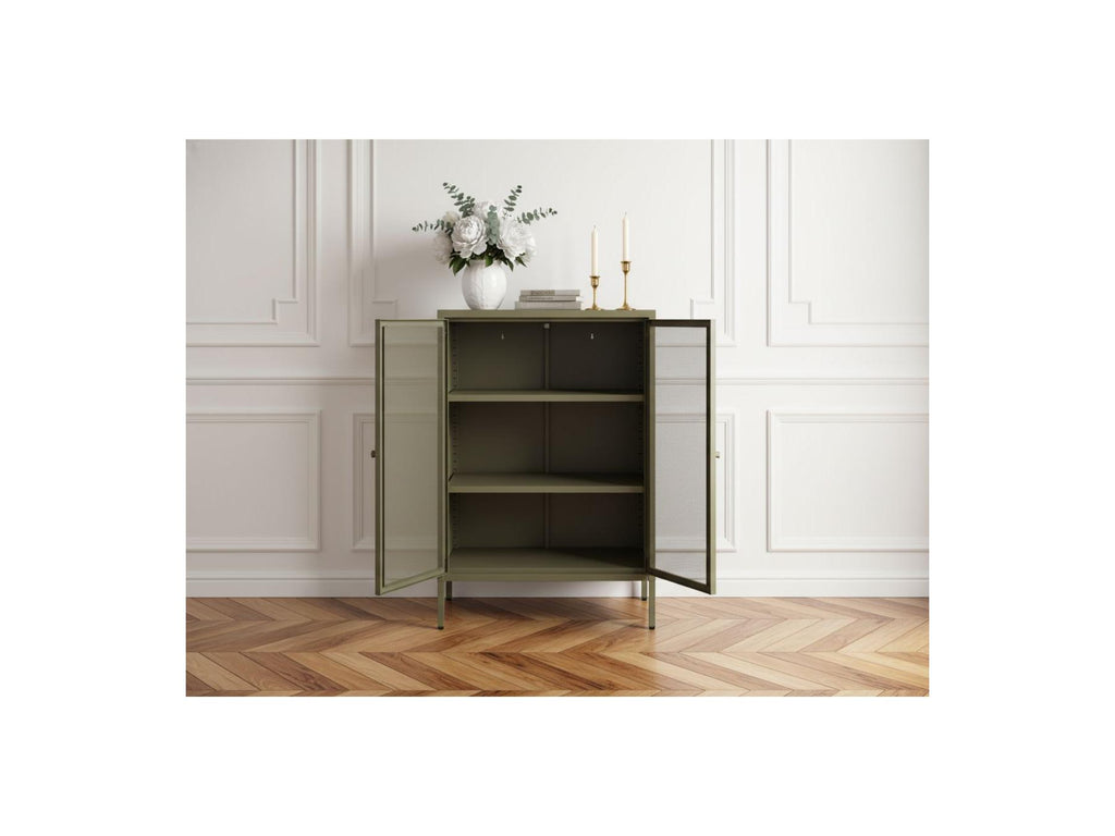Clara - Meuble Tv 4 Portes 160 Cm Métal + Buffet Haut 2 Portes 70 Cm Métal + Table Basse 100 Cm Métal Édition Limitée