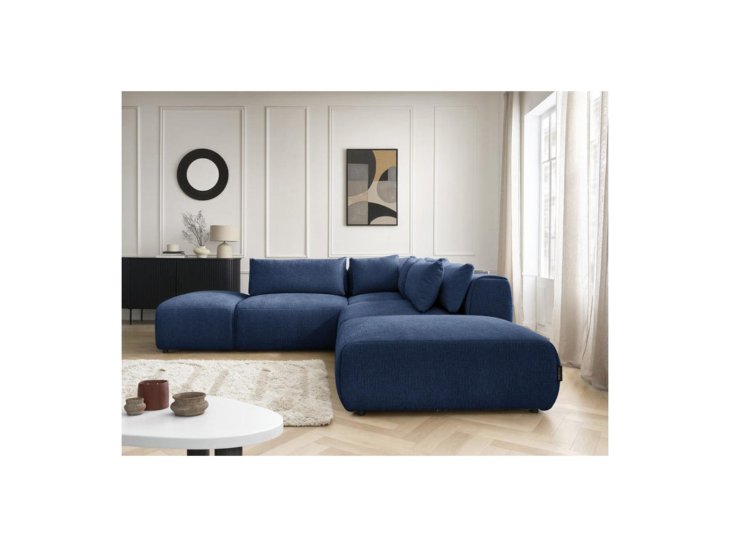 Jana - Sofá esquinero fijo modular con reposacabezas - Tejido texturizado con 2 módulos sin brazos, 1 esquina y 2 pufs - Reversible