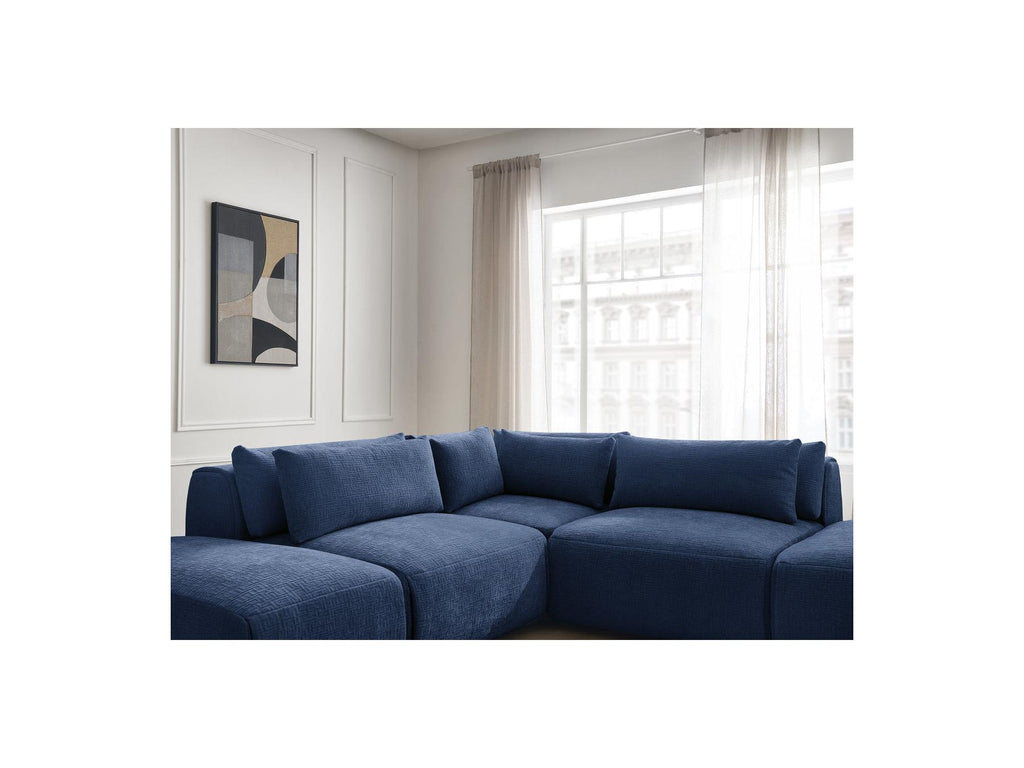 Jana - Sofá esquinero fijo modular con reposacabezas - Tejido texturizado con 2 módulos sin brazos, 1 esquina y 2 pufs - Reversible