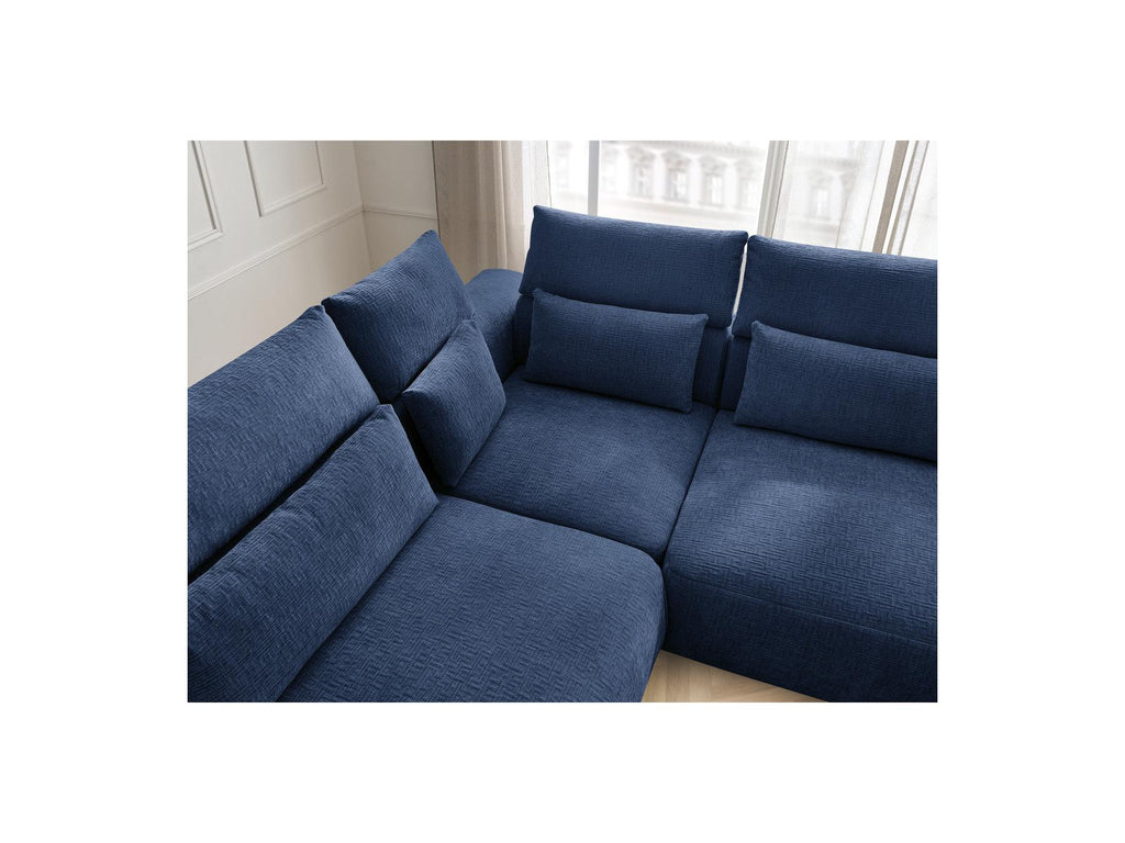 Jana - Sofá esquinero fijo modular con reposacabezas - Tejido texturizado con 2 módulos sin brazos, 1 esquina y 2 pufs - Reversible