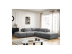 Jana - Sofá esquinero fijo modular con reposacabezas - Tejido texturizado con 2 módulos sin brazos, 1 esquina y 2 pufs - Reversible