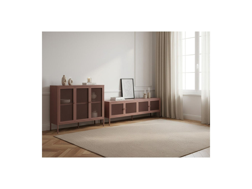 Clara - Meuble Tv 4 Portes 160 Cm Métal + Buffet 3 Portes 120 Cm Métal Édition Limitée