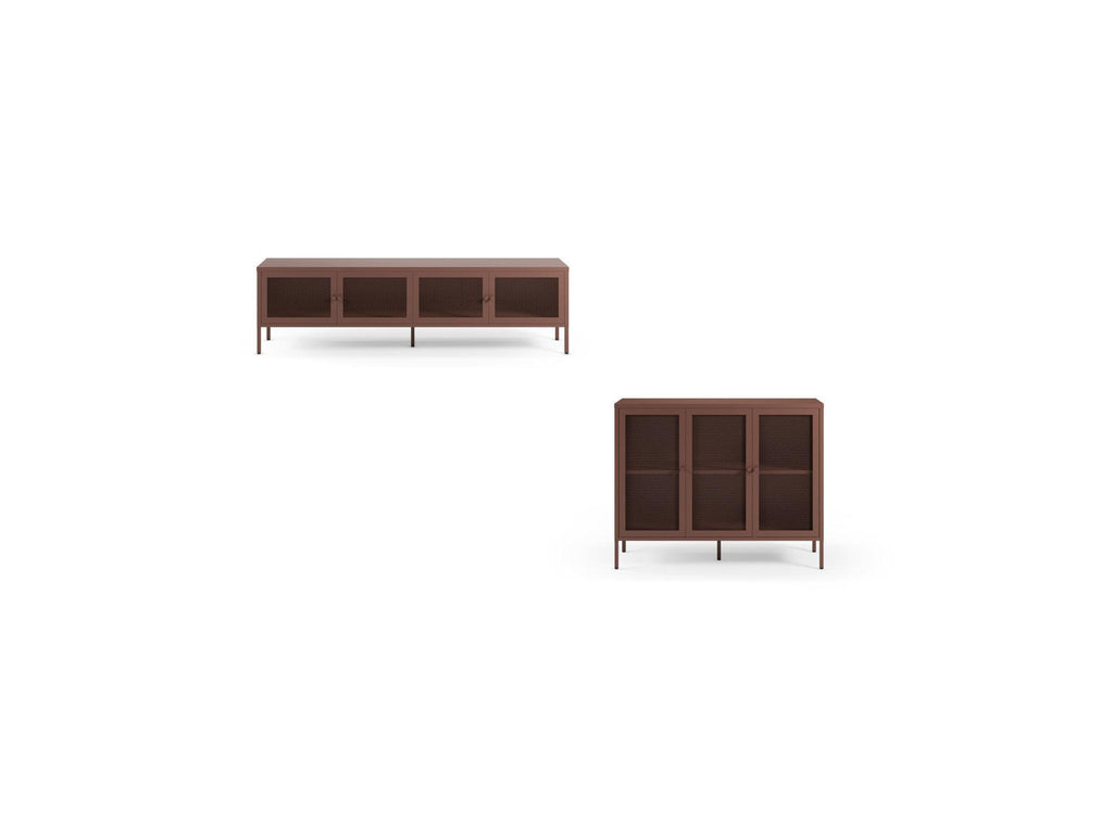 Clara - Meuble Tv 4 Portes 160 Cm Métal + Buffet 3 Portes 120 Cm Métal Édition Limitée