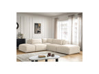 Jana - Canapé D'Angle Fixe Modulable Avec Têtières - Tissu Velours Avec 2 Chauffeuses, 1 Angle Et 2 Poufs - Réversible