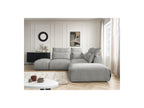 Jana - Canapé D'Angle Fixe Modulable Avec Têtières - Tissu Velours Avec 2 Chauffeuses, 1 Angle Et 2 Poufs - Réversible