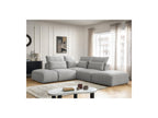Jana - Canapé D'Angle Fixe Modulable Avec Têtières - Tissu Velours Avec 2 Chauffeuses, 1 Angle Et 2 Poufs - Réversible