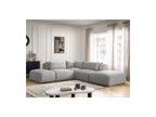 Jana - Canapé D'Angle Fixe Modulable Avec Têtières - Tissu Velours Avec 2 Chauffeuses, 1 Angle Et 2 Poufs - Réversible