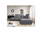 Jana - Canapé D'Angle Fixe Modulable Avec Têtières - Tissu Velours Avec 2 Chauffeuses, 1 Angle Et 2 Poufs - Réversible