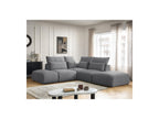 Jana - Canapé D'Angle Fixe Modulable Avec Têtières - Tissu Velours Avec 2 Chauffeuses, 1 Angle Et 2 Poufs - Réversible