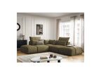 Jana - Canapé D'Angle Fixe Modulable Avec Têtières - Tissu Velours Avec 2 Chauffeuses, 1 Angle Et 2 Poufs - Réversible