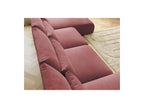 Jana - Sofá panorámico fijo modular con reposacabezas - Tejido de terciopelo con 2 chaises longues y 2 sillones