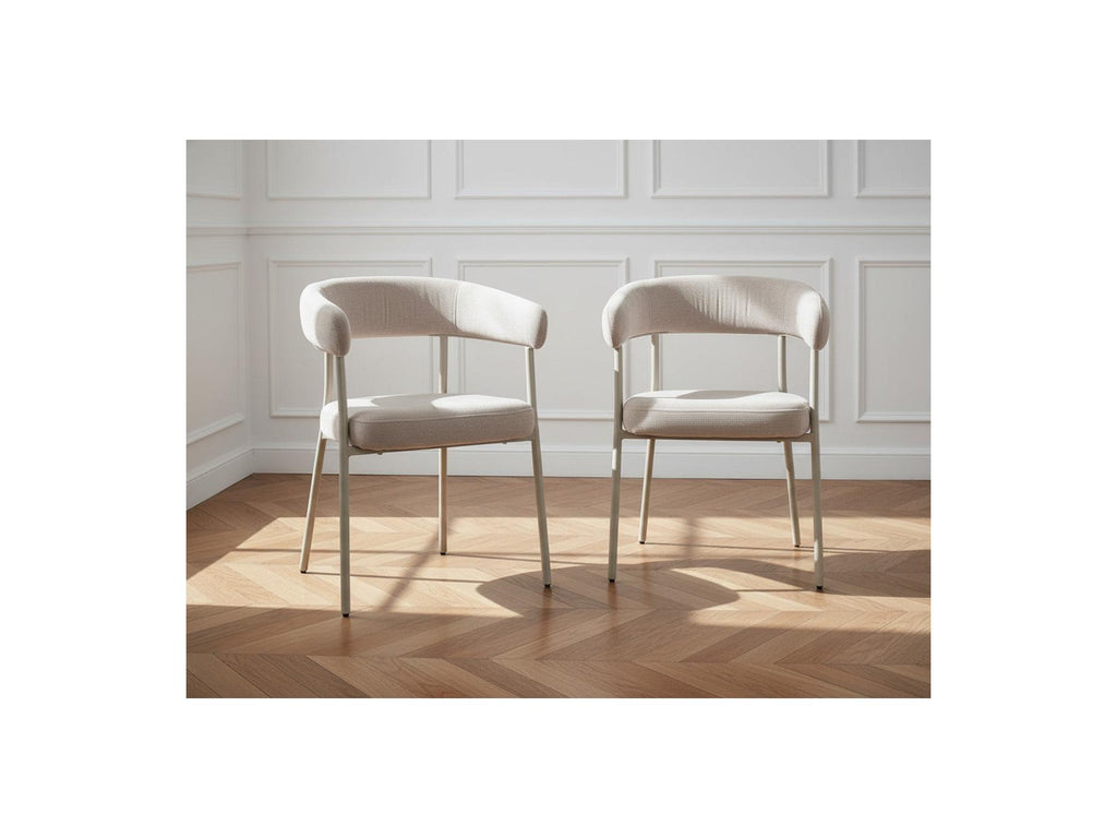 Rosa - Lot De 2 Chaises - Tissu Velours Beige