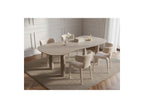Sasha - Conjunto - Con mesa de comedor ovalada beige + sillas Mila de tejido texturizado - Lote de 4 sillas