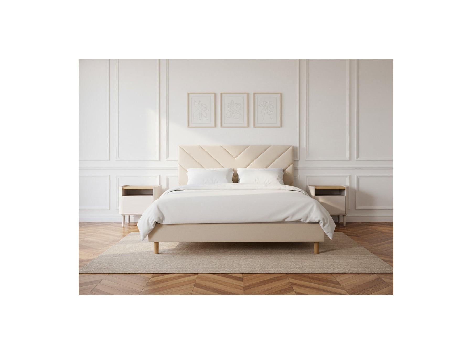 Romane - Bed With Solid Slats - Velvet Fabric