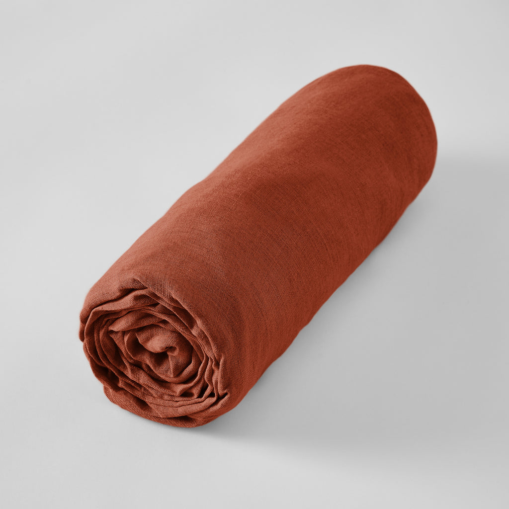 Soline - Dra-på-lakan - Tvättat linne - Paprika