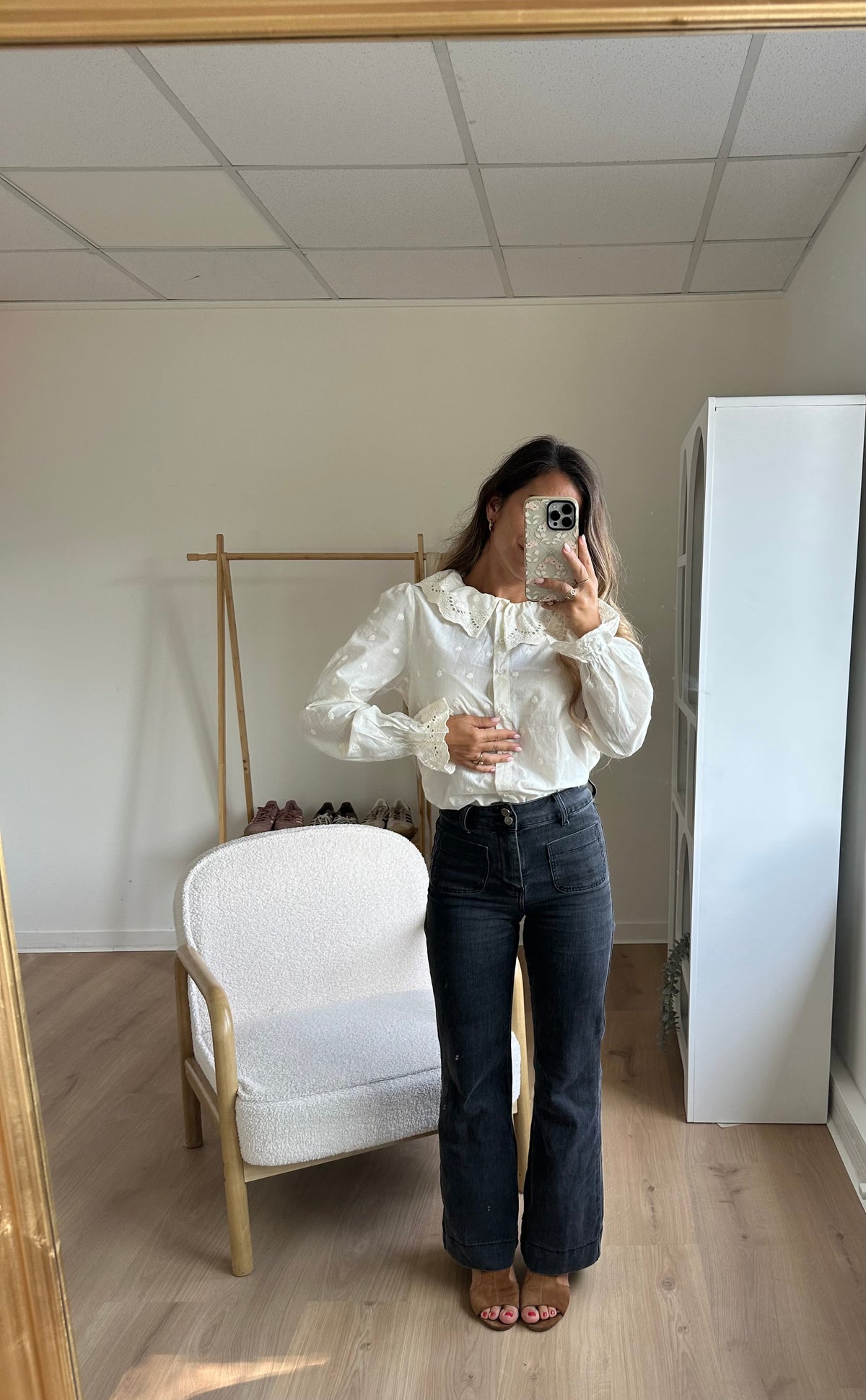 Blouse à col large Ambre beige