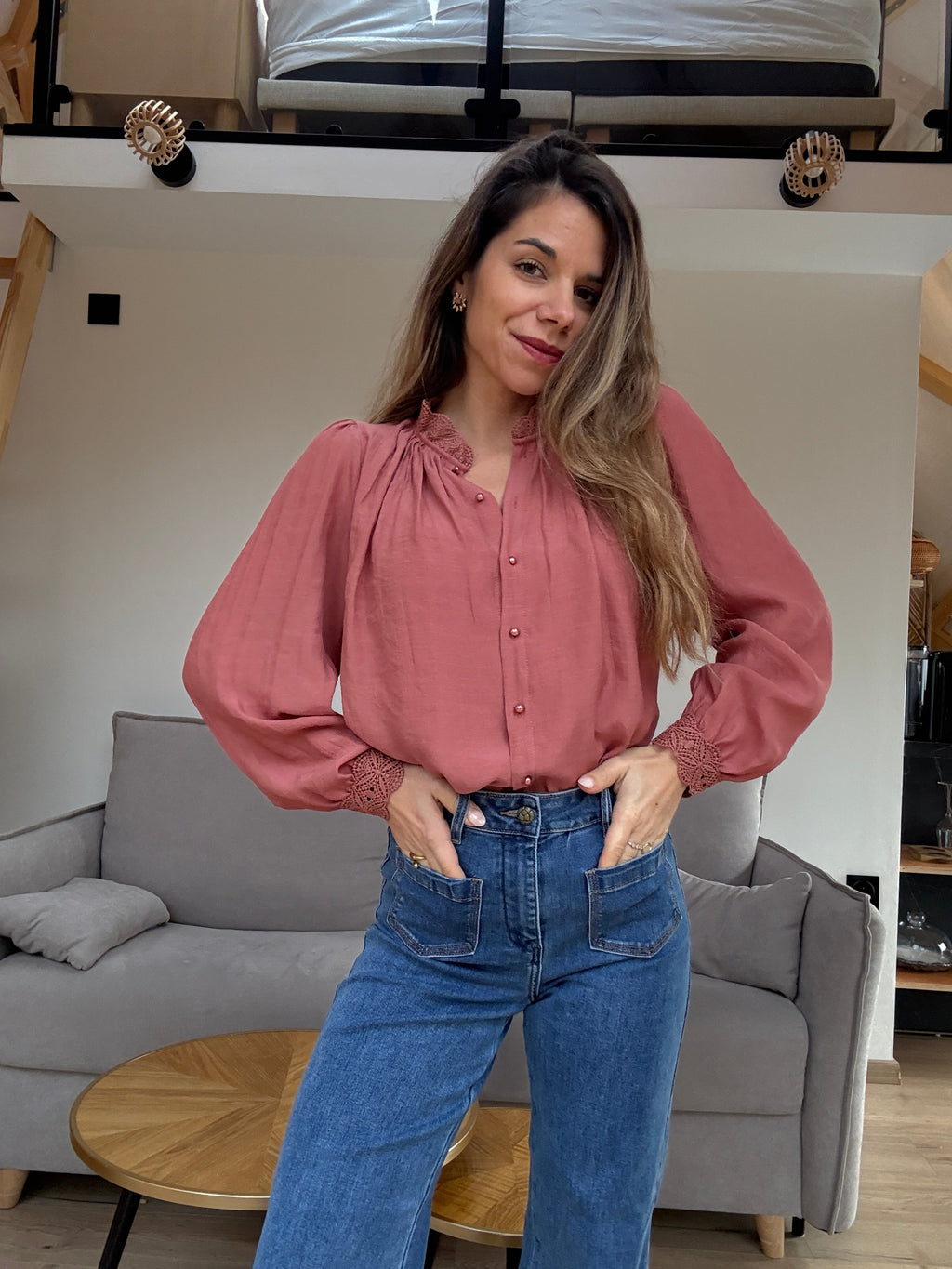 Maïwenn Bois De Rose Embroidered Blouse