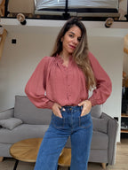 Maïwenn Bois De Rose Embroidered Blouse