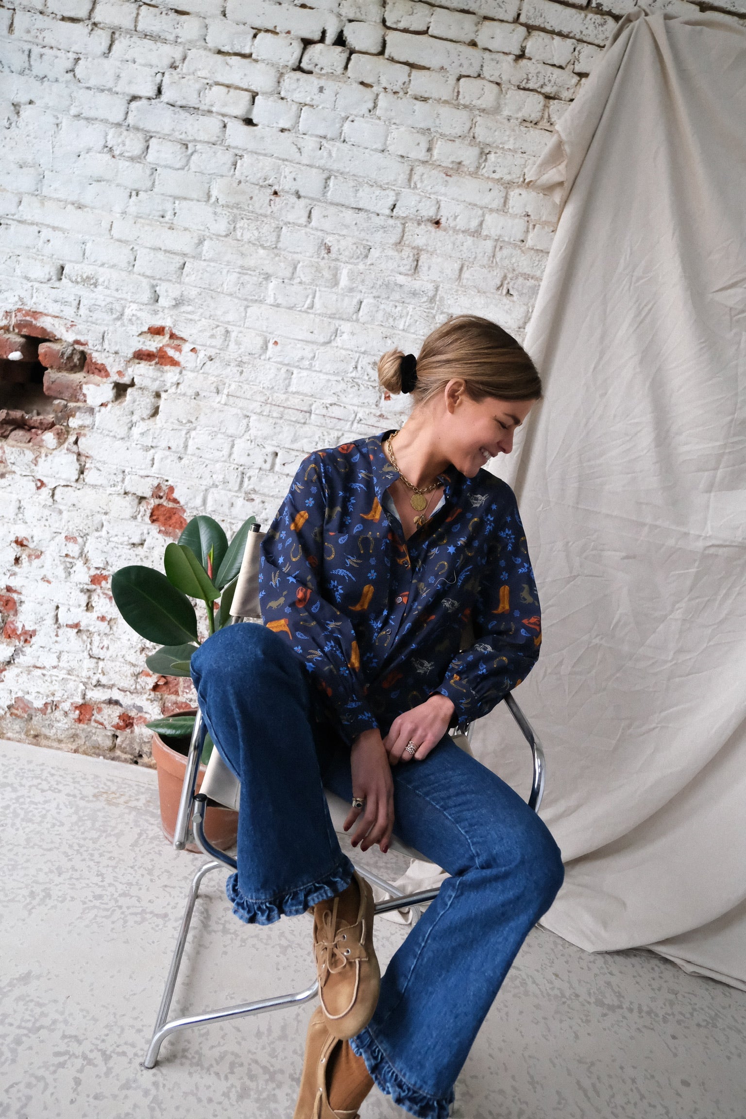 Camisa Maria Cowboy Marino