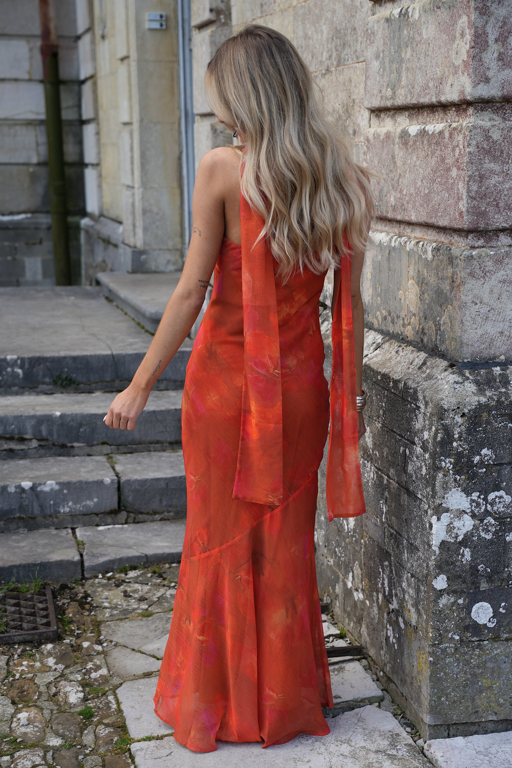 Vestido sin tirantes Mia - Naranja oscuro