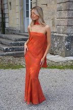 Vestido sin tirantes Mia - Naranja oscuro