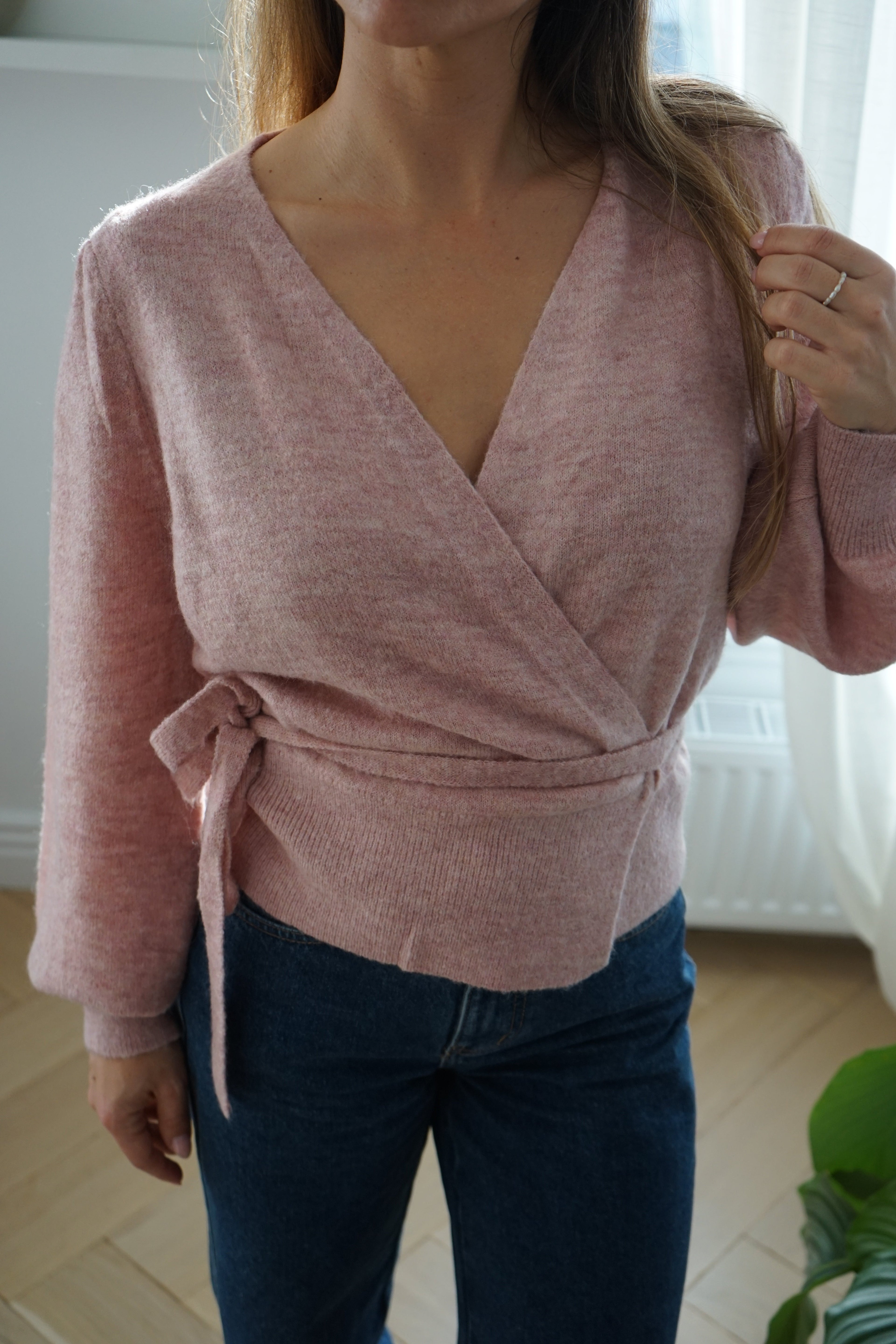 Pia Pink Wool And Mohair Bow Cardigan