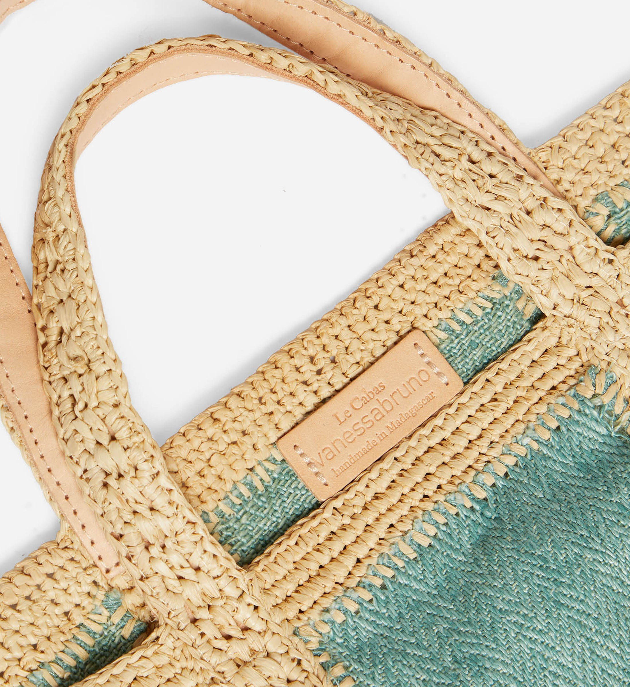 Cabas S in Raffia and Linen - Mint
