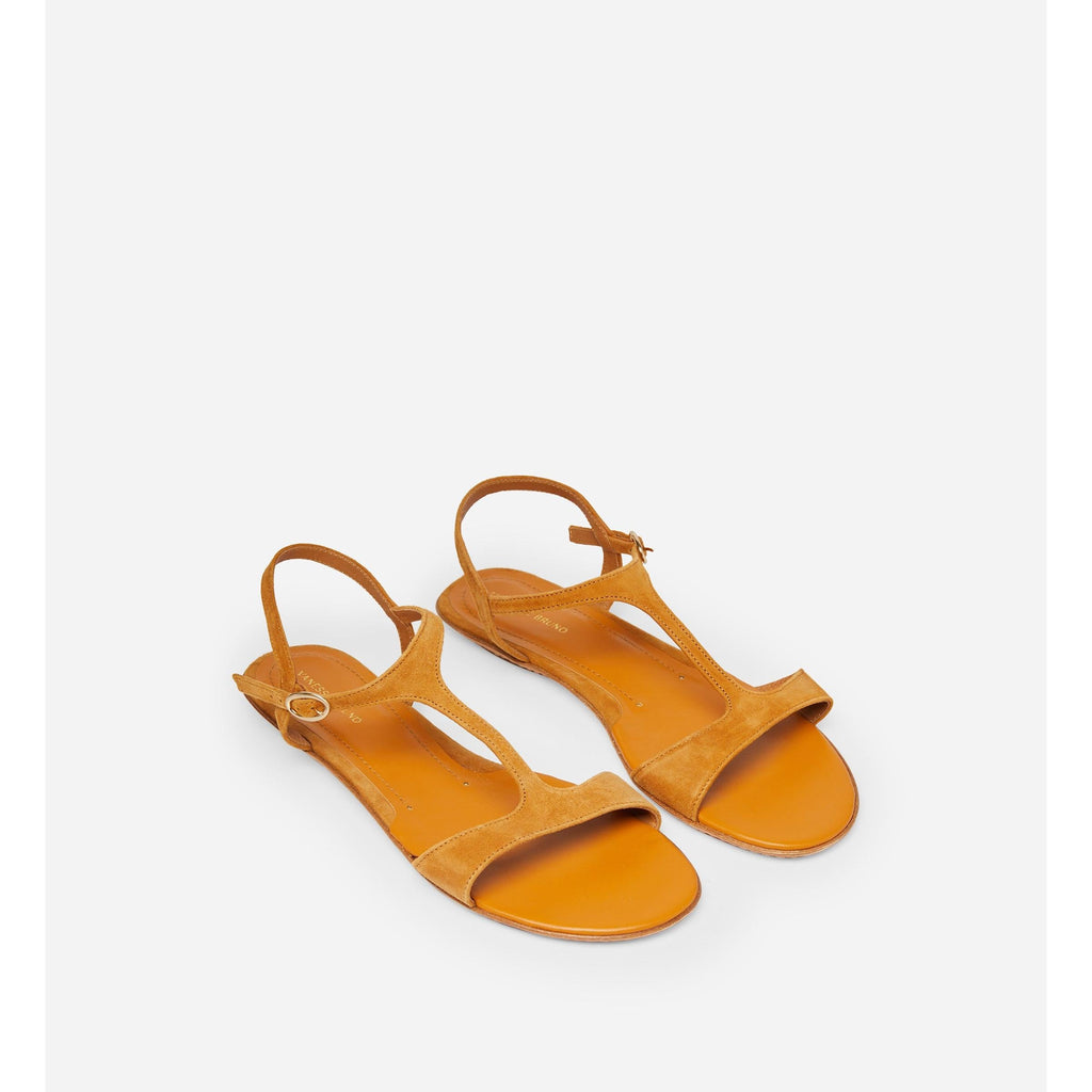 Velvet Goat Leather Sandals - Caramel