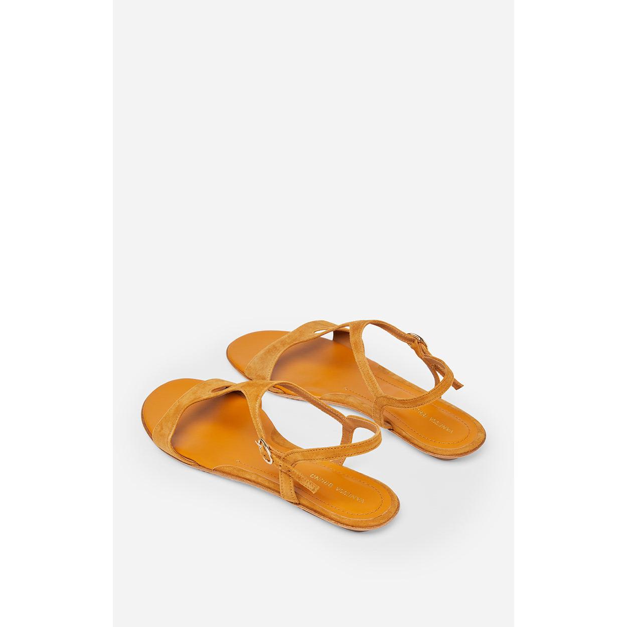 Velvet Goat Leather Sandals - Caramel