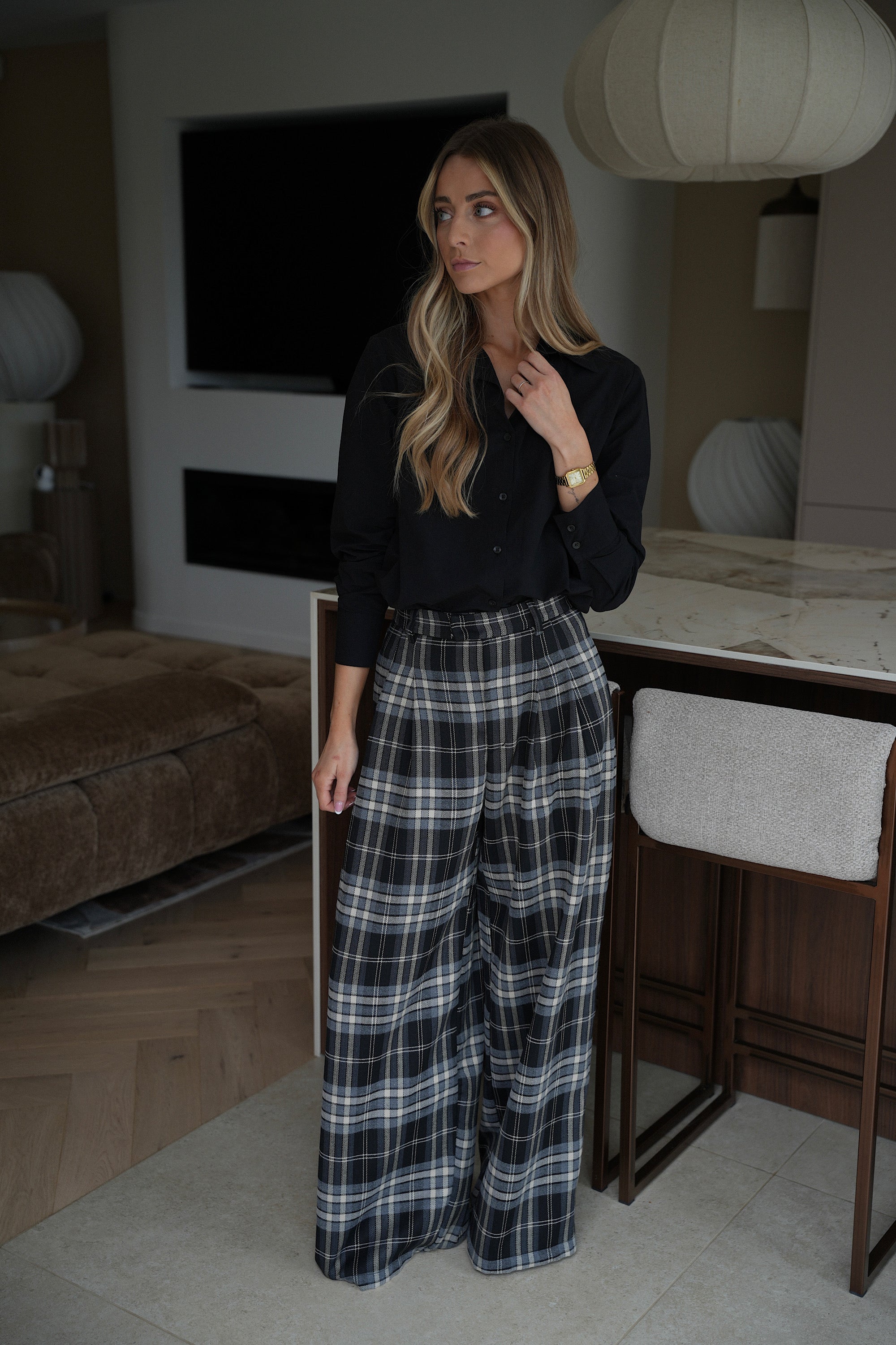 Pantalon À Carreaux Lola - Noir