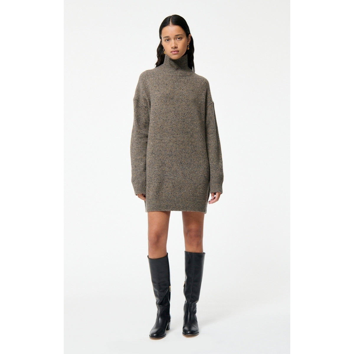 Robe Col Roule Florina - Taupe