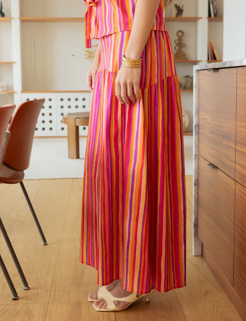 Multi-Coloured Striped Yama Skirt